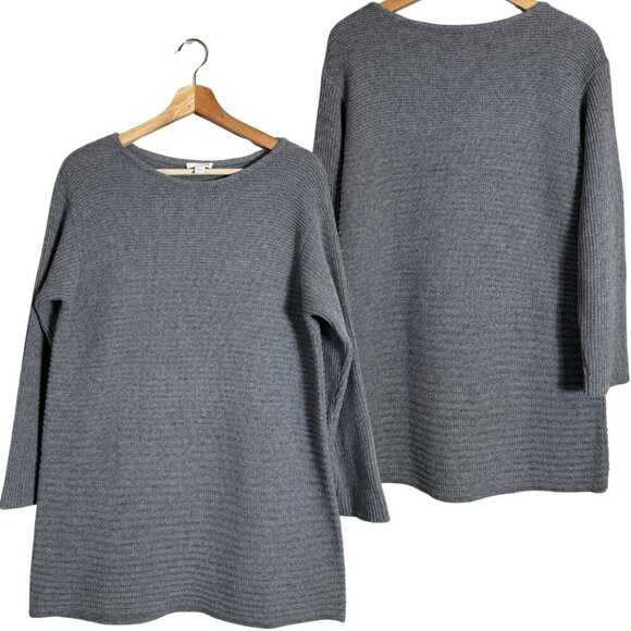 NWOT J. Jill Wool Silk Knit Sweater Pullover Women's Medium Gray Crewneck Chunky - Picture 1 of 13